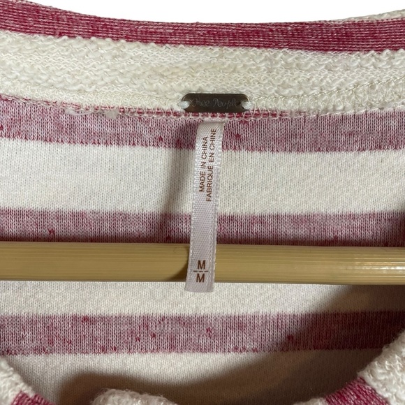 Free People Full Zip Peplum Striped Tweed Jacket in Ivory/Red Size M - Picture 10 of 13